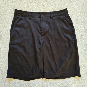 PGA Tour Mens Black Flat-Front Golf Shorts Size 32 Button & Zipper Closure